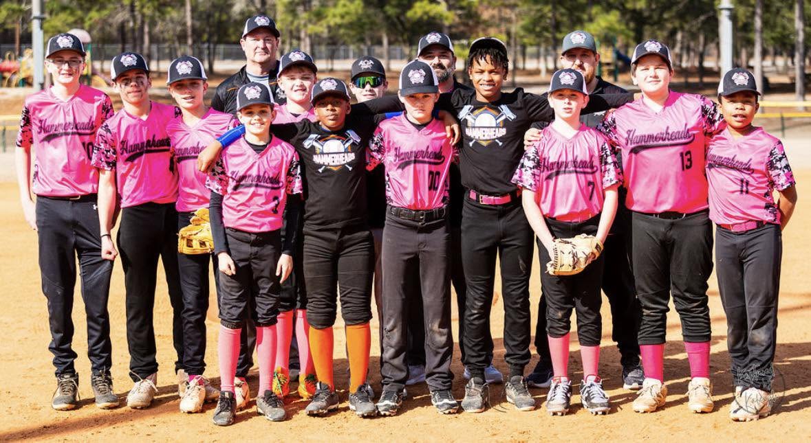 12U Hammerheads Travel Baseball team in custom F5 jerseys
