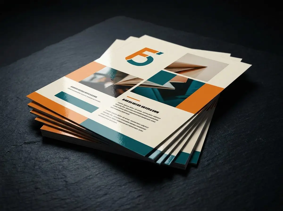 Flyers printed by F5 Branding Co. — promotional flyer stack
