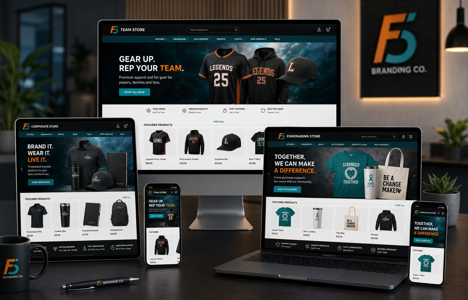 Team store hosting Columbia SC — online fanwear and corporate apparel store by F5 Branding Co.